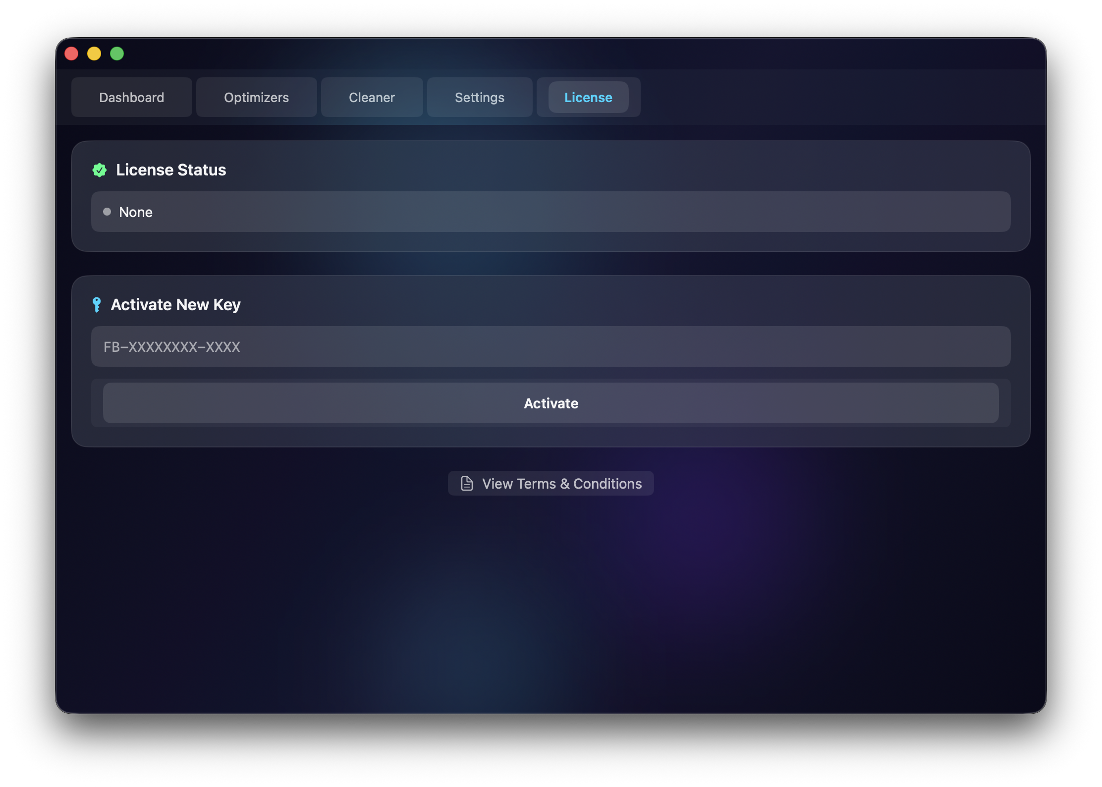 FrameBoost License Activation panel